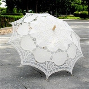 P261 Mini parapluie de décoration pour petits enfants Parasol en <span class=keywords><strong>dentelle</strong></span> <span class=keywords><strong>ivoire</strong></span> blanc pour mariée mariage Contrôle manuel pour enfants - Product Image 2