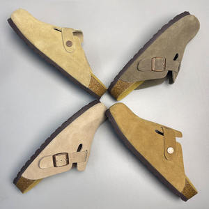 Birkenstocks Mules de pêcheur pour hommes toutes saisons en plein air Sabots Sandales de gladiateur à bout carré Pantoufles de massage en cuir véritable beige - Product Image 1