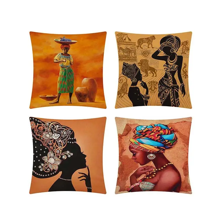 Sarung bantal artistik mewah penutup bantal lempar wanita Amerika Afrika sarung bantal cetak Digital untuk Sofa ruang tamu