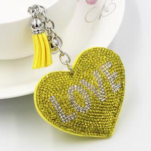 BSBH alta calidad forma personalizada colorido brillo cristal Rhinestone llavero en forma de corazón llavero para bolsos llavero - Product Image 2