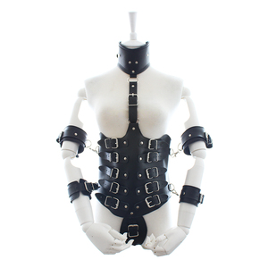 Cintura e Manette in Pelle per Giochi <span class=keywords><strong>BDSM</strong></span> per Adulti, Giocattoli Fetish per Donne, Bondage Regolabile Nero - Product Image 1