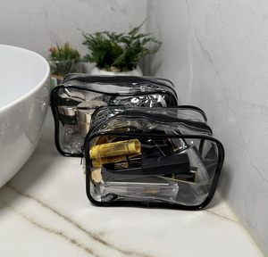 Custom Clear Fashion Cosmetic Bag Transparent PVC Storage Travel <b>Makeup</b> Beauty <b>Case</b> Zipper Closure Long Handle Large Capacity - Product Image 3