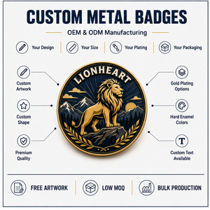 Badge en émail personnalisé Lion, plaqué or, motif faune montagneuse, épinglette de revers, badge métallique OEM ODM pour clubs et cadeaux - Product Image 4