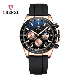 CHENXI 958, reloj de pulsera de negocios a la moda para hombre, reloj hermético para hombre, correa de silicona, cronógrafo de movimiento de cuarzo - Product Image 3