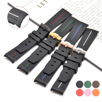 Bracelet de montre en caoutchouc de silicone de haute qualité, bracelet de montre 20 mm 21 mm 22 mm pour Rolex Black Green Water Ghost Series