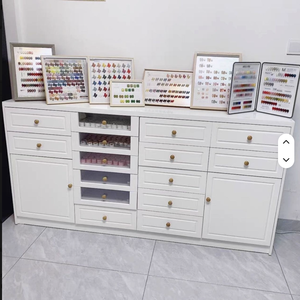 Factory Custom Modern Durable Wood Eco-Friendly Optional Color <b>Nail</b> Salon Mirror Station with Multiple Storage Space - Product Image 1