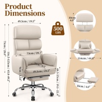 Chaises de bureau exécutives confortables pour filles, avec dossier large beige, hauteur réglable, appui-tête, accoudoirs pivotants et soutien lombaire