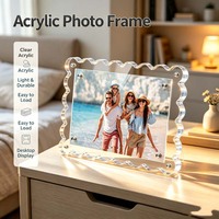 Cadre photo magnétique en acrylique transparent sans cadre, durable, pour présentation d'objets artisanaux, décoration de table de restaurant
