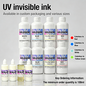 GDLEGEND Impresión de inyección de tinta UV Invisible Tinta DE SEGURIDAD incolora a color rojo Base de agua Juego de tinta Uv Tinta de impresora de seguridad 100ml - Product Image 5