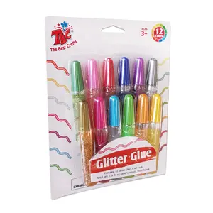 Diskon Besar Merk TBC Warna Cerah Tidak Beracun 12 Buah Kemasan 7Ml Lem Glitter Alat Tulis Lem untuk Kit Seni Lukis