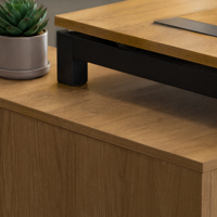 Bureau de direction en forme de L de luxe avec armoire de rangement, poste de travail moderne