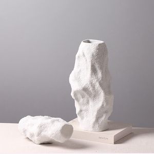 Vaso in ceramica di pietra bianca elegante nuovo stile cinese concavo - Product Image 3