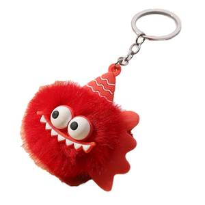 Llavero de Peluche con Pompón de Pelo de Conejo Rex, Bola de Carbón Pequeña, Plástico Duradero y Ecológico, para Bolsos y Coches - Product Image 1