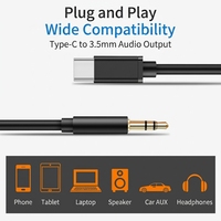 Câble USB Type C vers AUX, adaptateur audio pour voiture avec gaine en nylon, compatible avec tous les téléphones dotés d'un port C et d'un microphone/haut-parleur 3,5 mm