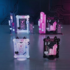 Support de Présentation de Cartes en Acrylique Néon Cyberpunk Personnalisé OEM/ODM, Cadre 3D Esthétique Techwear, Accessoire de Bureau, Cadeau Idéal - Product Image 3
