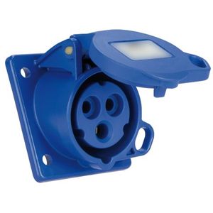 Tomacorriente empotrable 2P+T azul 16A 230V, ideal para instalaciones eléctricas en interiores, aporta seguridad y conectividad. - Product Image 1