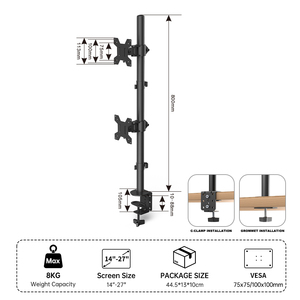 Soporte <span class=keywords><strong>de</strong></span> <span class=keywords><strong>Monitor</strong></span> Doble Khcoohoo Kehao, Extensible, Ajustable en Altura, Rotación <span class=keywords><strong>de</strong></span> 360°, Acero Aleado, Capacidad <span class=keywords><strong>de</strong></span> Carga <span class=keywords><strong>de</strong></span> 8 kg, 13-27'' - Product Image 6