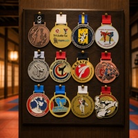 Médailles personnalisées d'arts martiaux, pièces de récompense en métal moulé avec ruban pour Taekwondo, Judo, Karaté, BJJ