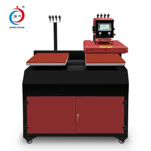 60*40 티셔츠 용 레이저 열 프레스 기계가있는 붉은 색 공압식 완전 자동 승화 기계