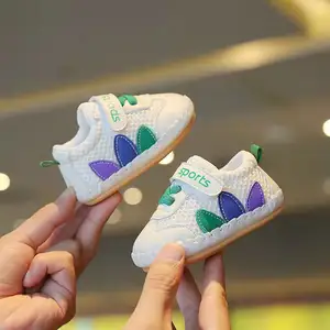 Erkek kız kaymaz kauçuk taban yeni doğan bebek ayakkabıları bebek Prewalker ayakkabı örgü nefes bebek ayakkabıları 1 ila 2 yıl