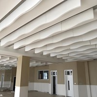 Panneau acoustique en fibre de verre ondulé incurvé de 1200 mm, panneau absorbant le son pour plafond suspendu, pour atrium d'aéroport