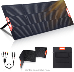 แผงโซลาร์เซลล์แบบโมโนคริสตัลไลน์แบบพับได้กันน้ำขนาด 200W เครื่องชาร์จพลังงานแสงอาทิตย์แบบพกพาสไตล์กระเป๋าเอกสารพร้อมเอาต์พุต USB และตัวเชื่อมต่อหลายตัว - Product Image 1