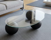 Nouvelle table basse en verre trempé style crème 2026, table à thé ronde créative et minimaliste pour petits salons