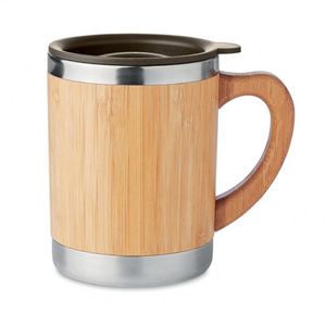 Hot Sales 400ml Double Wall Stainless Steel Bamboo Vacuum <b>Flask</b> Mug Wholesale Customized with Laser Engraved Logo Water Thermos - Product Image 1