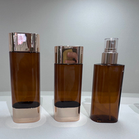 Bouteilles à pompe ovales plates en PET transparent brillant, couleur personnalisée, avec logo sur mesure pour emballage cosmétique et soins de la peau, vente en gros