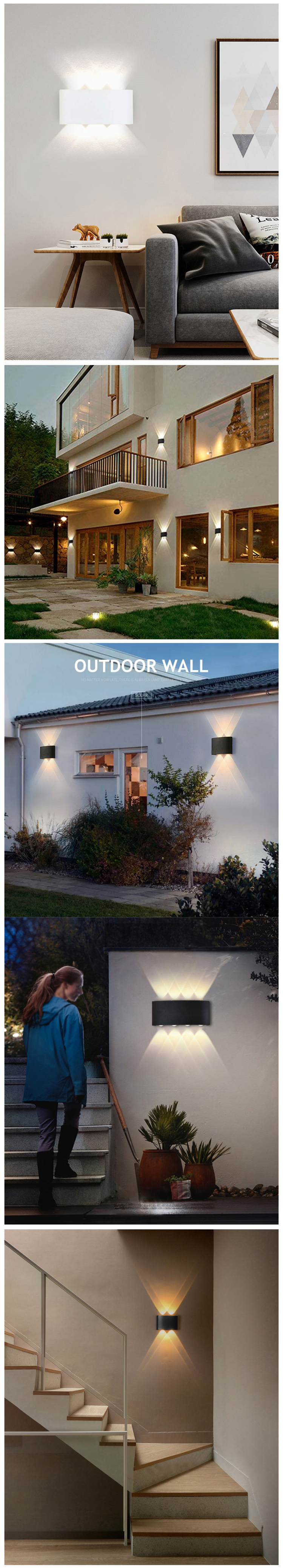 Modern Ip65 Outdoor Garden External Balcony Waterproof 12W Aluminum RGB LED Up down Wall Light