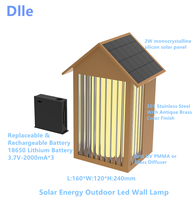 Lumière murale LED solaire extérieure IP44 1W 2W en acier inoxydable 201 avec diffuseur en verre, étanche, garantie 3 ans