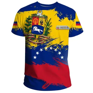 Venezolanisches Nationalschild bedruckte T-Shirts Fitnessstudio Spiel Sport-T-Shirt Streetwear Top Low MOQ Venezuela Sommer tägliche Freizeitkleidung