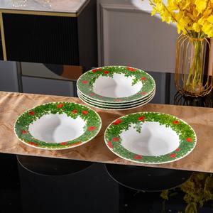 Assiettes à dîner en porcelaine fine de haute qualité, en forme de fleur, avec finition émaillée, non toxiques, lot de 6 pièces pour hôtels et événements - Product Image 2
