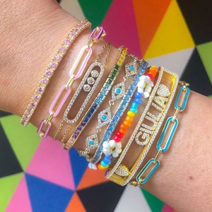 Brazalete de Cadena de Eslabones Abiertos Chapado en Oro, Color Caramelo, para Mujer - Product Image 3