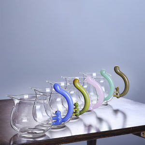 Ketel kaca borosilikat tahan panas, Set teko teh siang hari dengan warna kreativitas pegangan hewan 250ml - Product Image 1