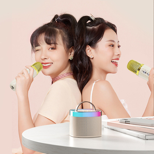 Có thể sạc lại Micro không dây karaoke cho Bluetooth loa khuếch đại âm thanh hộp RGB LED chiếu sáng USB AUX TF FM cho máy tính - Product Image 2