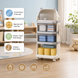 Carrito de Cocina de 4 Niveles con Ruedas, Organizador Multifuncional de Plástico PP, Cajón Transparente de Gran Capacidad para el Hogar - Product Image 1