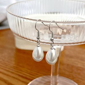 Pendientes colgantes de gota de agua, aleación de perlas de imitación ovaladas, joyería nupcial para mujer, vacaciones, boda, fiesta - Product Image 3