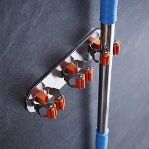 Supporto per mocio in acciaio inossidabile Organizer appendiabiti autoadesivo per scopa - Product Image 6