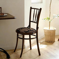 Chaise de salle à manger rétro marron en bois massif pour usage commercial, style américain et français du milieu du siècle, avec dossier design