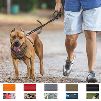 Laisse tactique robuste anti-traction pour chien, en nylon réfléchissant, avec fermoir, extensible, 2 poignées rembourrées, absorption des chocs, pour l'entraînement des grands chiens