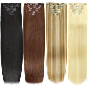 Extensioni di <span class=keywords><strong>Capelli</strong></span> Umani Brasiliani di Alta Qualità, Serie Volume 120G 160G, Lisci, con Clip, 10 Pezzi, da 14 a 24 Pollici - Product Image 1