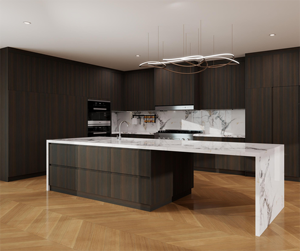 Conception de cuisine personnalisée, cuisine moderne de luxe, armoires de cuisine modulaires en forme de L, complètes, en blanc mat, avec îlot - Product Image 1