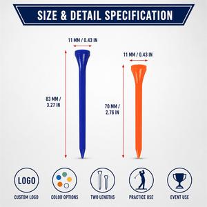 Tee <span class=keywords><strong>de</strong></span> <span class=keywords><strong>golf</strong></span> en plastique personnalisé avec logo, 70 mm, 83 mm, tee <span class=keywords><strong>de</strong></span> <span class=keywords><strong>golf</strong></span> professionnel coloré avec tête <span class=keywords><strong>de</strong></span> 11 mm pour l'entraînement et les tournois - Product Image 2
