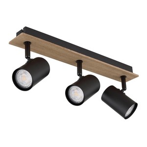 Faretto da soffitto LED 3xGU10 35W IP20 in legno e nero, ideale per illuminazione decorativa e d'ambiente in spazi interni. - Product Image 3