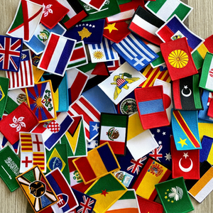 Patchs brodés thermocollants drapeaux nationaux, appliques rectangulaires en tissu tissé pour cadeaux avec bord découpé au laser - Product Image 1