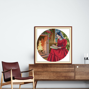 Kit de broderie au point de croix « La Fille Rouge » – Motif HD imprimé sur <span class=keywords><strong>toile</strong></span> <span class=keywords><strong>Aida</strong></span> comptée 16/14/11CT – Kit de broderie manuelle DIY pour décoration intérieure - Product Image 1