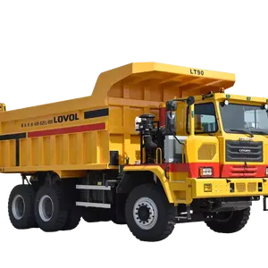 HanPei Construcción 90ton camión de minería 6x4 de servicio pesado 60ton carga útil LT90 todoterreno camión volquete de cuerpo ancho para la venta