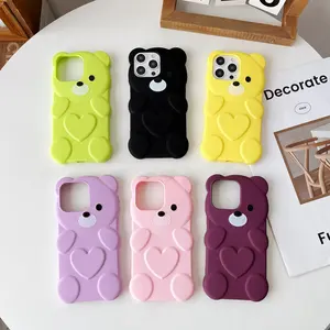 MAXUN Cute Bear Soft TPU Max luxury Cell Mobile Liquid Silicone Rubber Phone Case For iPhone 11 12 pro xs max xr se 2020
