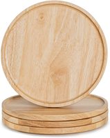Plateau de service rond en bambou pour restauration rapide, assiette en bois massif de pin de qualité, vaisselle de fête en bois, vaisselle de table européenne